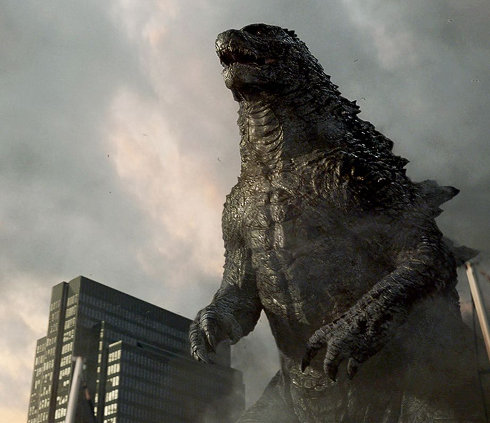 Godzilla au milieu des ruines et prêt pour le combat