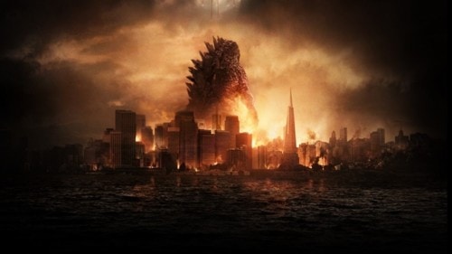 Godzilla au milieu des ruines dans le film Gareth Edwards